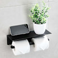 Miniatyrbillede 1 af 5: Toiletpapirholder Selvklæbende Dobbelt Toiletpapirrulleholder Ingen Boring til Badeværelse og Køkken Mat Sort