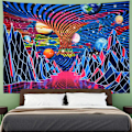 Miniatyrbild 2 av 5: Mountain Planet Tornado Wave Tapestry Retro Ab Wall Tapestry