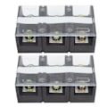 Miniatyrbilde 8 av 8: 2stk Wire Barrier Block Terminal Strip 600V 100A TC Fast Jern Dual Rader Terminal Strip med deksel Svart 3 Posisjoner (1003)