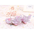 Miniatyrbillede 5 af 5: Glitter Prinsesse Piger Høj Hæl Læder Sko, Pink Butterfly Design