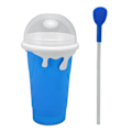 Miniatyrbillede 1 af 8: Frossen Smoothies Kop Genanvendelig Eksplosionssikker Blød Silikone Frossen Klemme Kop Smoothies Maker Kop med Dobbelt Brug Sugerør til DIY Blå