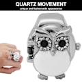 Miniatyrbillede 8 af 8: Finger Ring Watch Flip Up Cover Vintage Uglemønster Unixes Finger Quartz Watch (Hvid)
