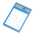 Miniatyrbillede 2 af 8: Solcelledrevet lommeregner med touchskærm, 8-cifret LCD-display, bærbar, transparent lommeregner til kontor, skole, hjem, blå