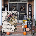 Pikkukuva 3 / 5: Halloween-Tervetuloa Puutarhalippu - Kaksisivuinen, 12x18 Tuumaa, Maalaistalon Piha Kausiluonteinen Loma Ulkokoriste