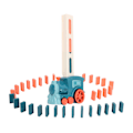 Miniatyrbillede 1 af 8: Domino-tog med lyd og lys forbedrer kreativiteten Automatisk domino-stable-spil til børn Blå