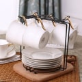 Miniatyrbilde 6 av 8: Tekopper Display Stand Anti Rust Kopper Holder Rustfritt stål tørkestativ for kopper tallerkener