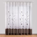 Miniatyrbilde 1 av 5: Sett med 2 blomstrete broderte, transparente blondegardiner for soverom, kjøkken, stue, 140cmx175cm, Brun