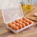 Miniatyrbillede 2 af 2: 1 stk ægopbevaringsboks 15 gitter plastbakke Køleskabsæg til ægbeholder (gennemsigtig)
