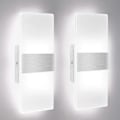 Miniatyrbillede 1 af 5: 2 stk. LED indendørs væglampe, 12W 6000K kold hvid akryl væglampe, moderne design dekorativ væglampe til stue, soveværelse, gang, badeværelse