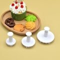 Miniatyrbilde 4 av 4: 3 Cookie Stenciler Gummyformer Snøflak Håndtrykk Fondant Stempler Dekorer Cookies Håndverk Bakeverktøy