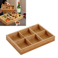 Miniatyrbillede 5 af 8: Opdelt træbakke med flere rum Serveringsbakke til Hot Pot-restauranter Sushi-tallerken 6 rum