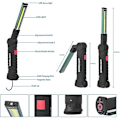 Miniatyrbillede 4 af 5: LED Lommelygte Arbejdslampe, COB LED Arbejdslampe Lygte med Magnetisk Base 5 Lystilstande USB Campinglampe til Garage, Camping, Nødsituationer, osv. [Energi Klas