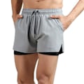 Miniatyrbild 1 av 4: Dubbellagers herrshorts med dragkedja - Andas och torkar snabbt för träning och cykling M Grå
