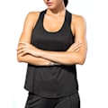 Miniatyrbillede 4 af 8: Kvinde Ærmeløs Træningstop T-formet Rygløs Løs Pasform Træning Yoga Top Kvinde Cykling Løb Shirts Sort L