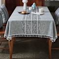 Miniatyrbild 2 av 5: Thanksgiving Square Bomullslinneduk med Broderi och Tofs