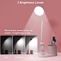 Miniatyrbilde 4 av 5: Skrivebordslampe for barn, studielampe med pennholder, automatisk fargeskiftende nattbordslampe, dimbar oppladbar LED-leselampe for barn (rosa)