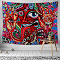 Miniatyrbild 5 av 5: (Ansikte, L / 150x200cm) Psykedelisk Arabesque Tapestry Väggbonad Hippie Väggbonad Abstrakt Retro Mönster Tapestries Magisk Fraktal Tapestry för B