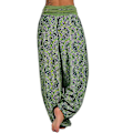 Miniatyrbilde 3 av 4: Trykte Aladdin Harem Yoga Bukser for Kvinner i Grønn Plus Size M