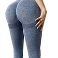 Miniatyrbillede 8 af 8: Yogabukser Peach Hip Split Lines Butt Lifting Leggings Elastiske Åndbare Træningstætte Bukser til Cykling Løb Grå Blå S