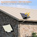Miniatyrbillede 2 af 5: Solcelled Bevægelsessensor Overlygter - 106 LED'er, 3000lm - Fjernbetjening - Skumring til Daggry Solsikkerhed Væglygter - 5m Kabel
