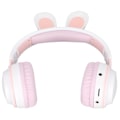 Miniatyrbilde 5 av 8: Rabbit Ear Bluetooth 5.0-hodetelefoner sammenleggbare trådløse headset for barn med LED-fargelys for PC-nettbrett Online læring Hvit Rosa