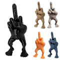 Miniatyrbilde 1 av 5: Interessant Særpreget Langfingerstatue, Hjemmeinnredning Fingerfigur Med Ben, Morsom Langfinger Skrivebordspynt -JRSZ Liten Svart
