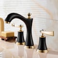 Miniatyrbillede 4 af 8: Håndvask Armatur Kobber Badeværelsesskab Split vandhane Titanium armatur (sort guld)