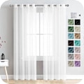 Miniatyrbillede 1 af 5: 2 stk. hvide, transparente voilegardiner 150x250 cm med halvtransparent øje i linnedeffekt, boligdekorationer til stuevindue, moderne soveværelse, køkken, balkon