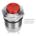 Miniatyrbilde 7 av 8: 6 stk metallknappbryter 2 pinner IP67 vanntett tilbakestilling uten lys 12 mm (rød, grønn, gul, blå, svart, metallisk)