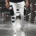 Pikkukuva 2 / 5: Valkoiset Slim Fit Cargo Combat -housut monilla taskuilla miehille