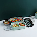 Miniatyrbillede 1 af 5: Stable Stakbar Lufttæt 304 Rustfrit Stål Plastik Madkasse Bento Madopbevaringsbeholder Grøn