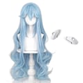 Miniatyrbilde 1 av 5: Isblå Cosplay-Parukk - Lang Krøllete Fluffy Hår for Anime-Kostyme med Hårspenne og Kapp