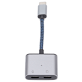Pikkukuva 2 / 8: 2-in-1 USB C - 3,5 mm:n äänisovitin Type-C - AUX-liitäntään USB C PD 60 W:n pikalatausadapterilla, sininen