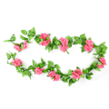 Miniatyrbillede 4 af 8: 5 stk. kunstig vinroseblomst silkeblomst guirlande til hjemmet dekoration til soveværelse kontor mørk pink