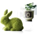 Miniatyrbild 4 av 5: Påskharefigur i mossa, Grön Fuskmosshare, Imitationsmossa Kanin Prydnad, Fluffig Flockad Kanin, Trädgårdsdekorationer