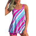 Miniatyrbild 1 av 3: Randig Sling Tankini Set - Dam Badkläder med Vadderade Pojkbyxor 3XL Blå