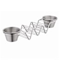 Miniatyrbillede 3 af 5: Taco Stand Rustfrit Stål 3 Rums V-Formet Blank Taco Holder Stativ til Køkken Hjem med Dobbeltsidede Saucekopper