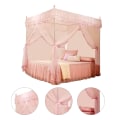 Miniatyrbillede 8 af 8: Luksus Princess 3 Sideåbninger Stolpeseng Gardin Baldakin Netting Myggenet Sengetøj (Pink S)