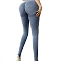 Miniatyrbillede 2 af 8: Yogabukser Peach Hip Split Lines Butt Lifting Leggings Elastiske Åndbare Træningstætte Bukser til Cykling Løb Grå Blå S