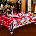 Miniatyrbillede 1 af 5: Juledug, 180 x 150 cm rektangulær juledug rød juledug spisebordsdug, stor vaskbar julemiddagsdug