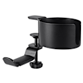 Miniatyrbillede 4 af 8: Under Desk Hovedtelefon Stativ 360 Graders Rotation Desktop Vandkop Opbevaring Mount til Kontor Sort