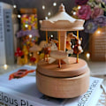 Miniatyrbillede 2 af 5: Musikboks Træ Merry-Go-Round Hest Musikboks Drej Hest Formet Træhåndværk Fødselsdagsgaver Boligindretning