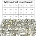 Miniatyrbillede 1 af 5: 360 stk./æske 24 værdier 5x20mm Hurtig Keramisk Sikring 250v 0.1a 0.3a 0.5a 1a 1.5a 2a