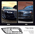 Pikkukuva 4 / 6: 2 kpl RS4-tyyliin kiiltävän mustat etupuskurin sumuvalomaski Audi A4 B8.5 2013-2016