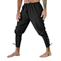 Miniatyrbillede 1 af 3: Medieval Viking Pirat Kostume Bukser til Mænd 2XL Sort
