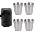 Miniatyrbilde 1 av 5: Sett med vinglass i hip flaskeform, rustfritt stål, stablebare, bærbare metallbeger