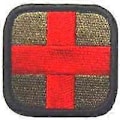 Miniatyrbillede 1 af 5: Broderet burrelås patch, Oliven og Rød