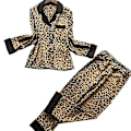 Miniatyrbild 2 av 5: Leopardmönstrad siden-satäng pyjamasset för kvinnor