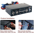 Miniatyrbillede 5 af 5: 5.25 tommer Multi-Funktions USB 3.0 Hub CF TF M2 SD MS Kortlæser CD-ROM Frontpanel Media Dashboard SATA eSATA o Hovedtelefon Mikrofon