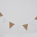 Miniatyrbillede 3 af 5: Burlap Trekant Banner Hængende Flag Til Fest Bryllup Brudeforslag Dekoration 03